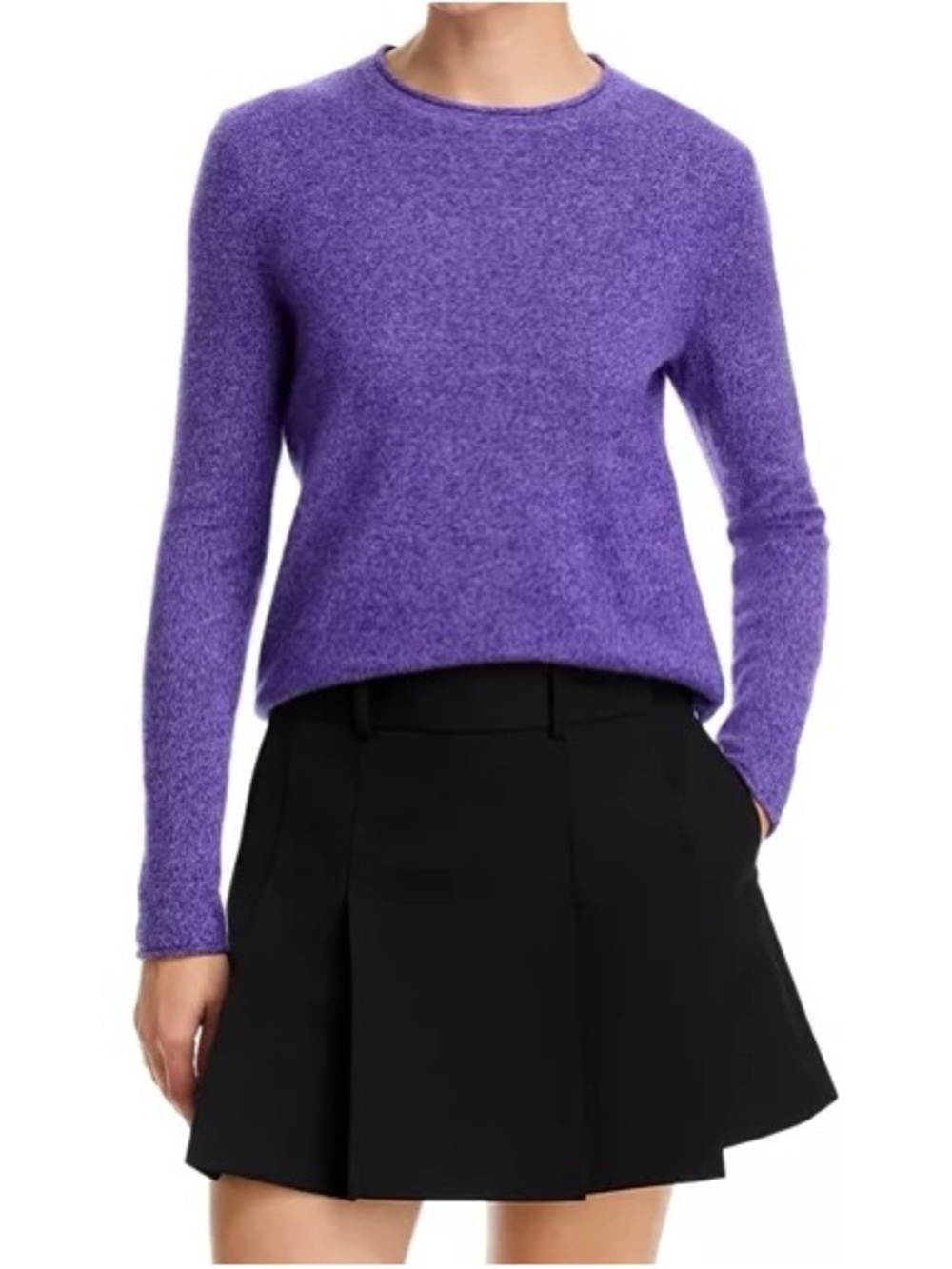 AQUA Cashmere 100% Cashmere Rolled Edge purple Sweater size M